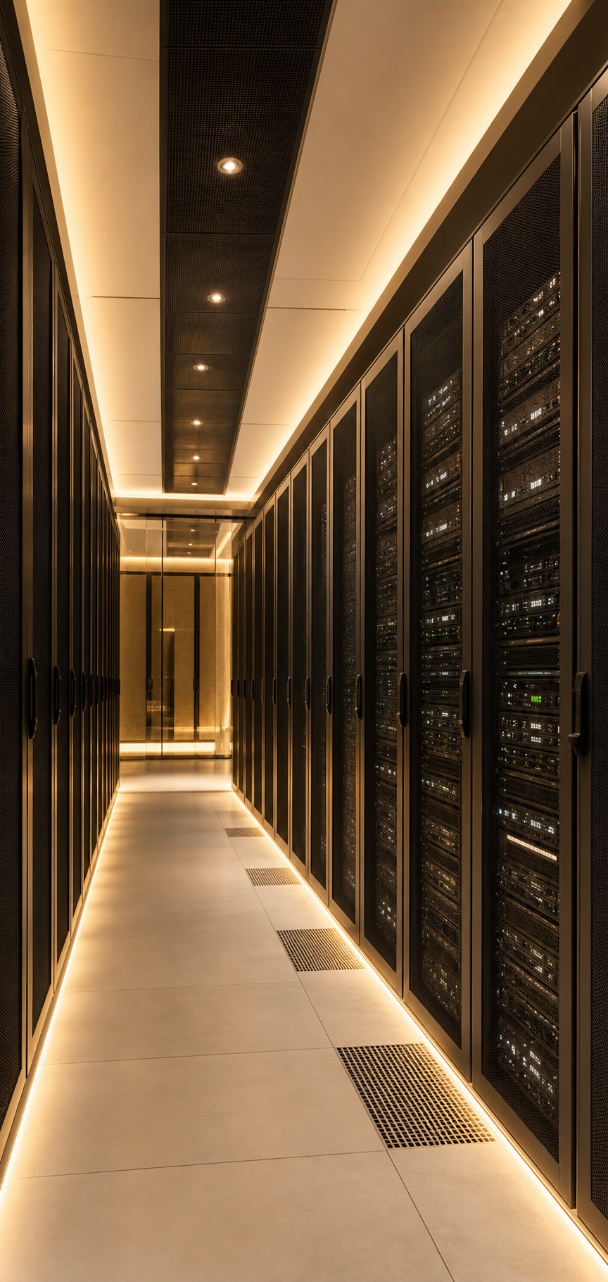 Centro de datos con racks y servidores